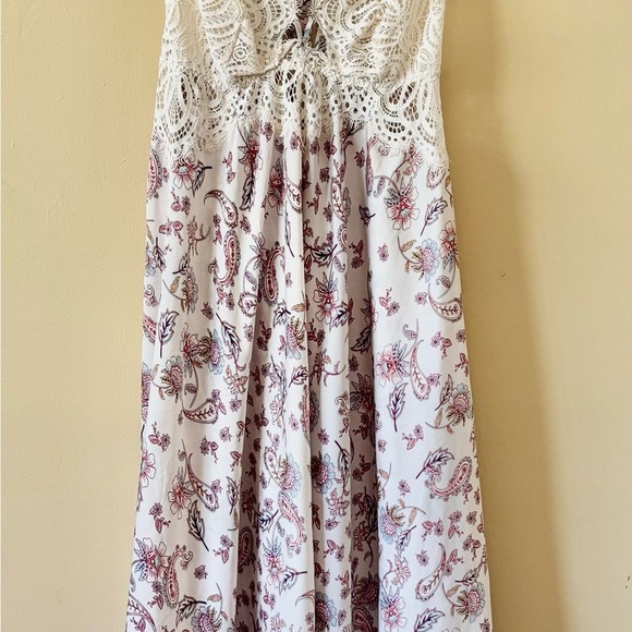 Victoria's Secret| Beautiful Cream Lace Satin Paisley Midi Chemise Negligee Sz S - Picture 3 of 8